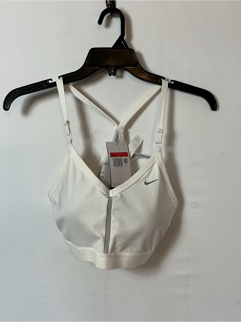 Nike White V‑Neck Strappy Low‑Impact Sports Bra